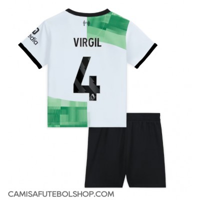 Camisa de time de futebol Liverpool Virgil van Dijk #4 Replicas 2º Equipamento Infantil 2023-24 Manga Curta (+ Calças curtas)
